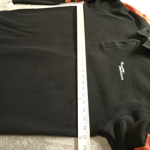 Harley Davidson Sweater Men 2XL XXL 1/4 Button Black Orange Colorblock Embroider - Picture 9 of 13